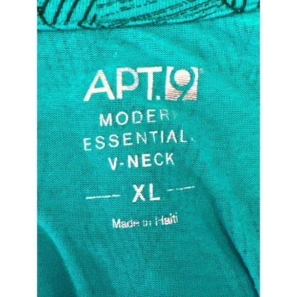 Apt 9 Modern Essential V Neck Short Sleeve Top Teal Geometric Pattern Rayon XLG - Picture 5 of 9